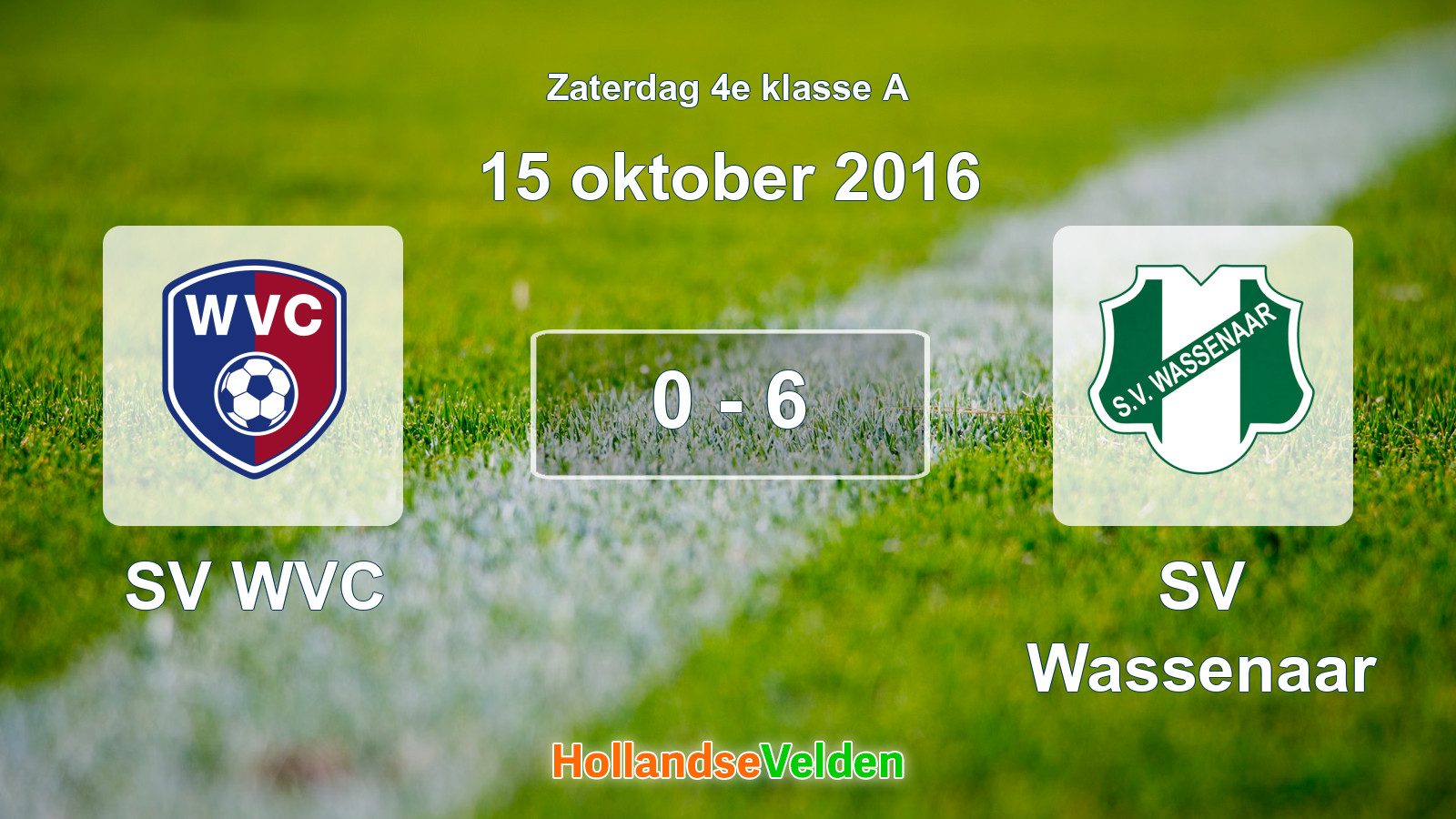 Gespeelde wedstrijd: SV WVC - SV Wassenaar 0 - 6 (15 oktober 2016)