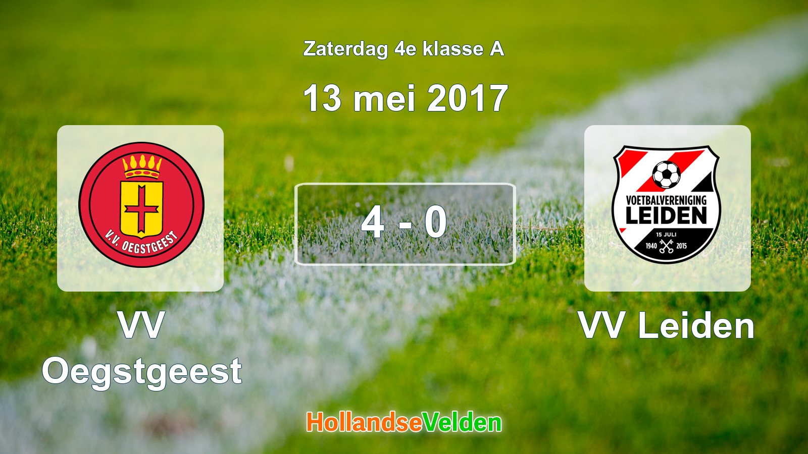 Gespeelde wedstrijd: VV Oegstgeest - VV Leiden 4 - 0 (13 mei 2017)