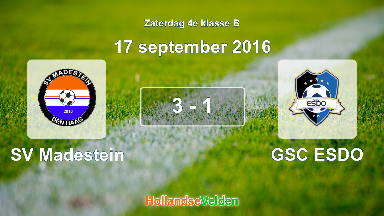 Gespeelde wedstrijd: SV Madestein - GSC ESDO 3 - 1 (17 september 2016)