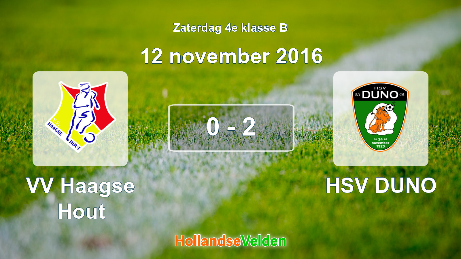 Gespeelde wedstrijd: VV Haagse Hout - HSV DUNO 0 - 2 (12 november 2016)
