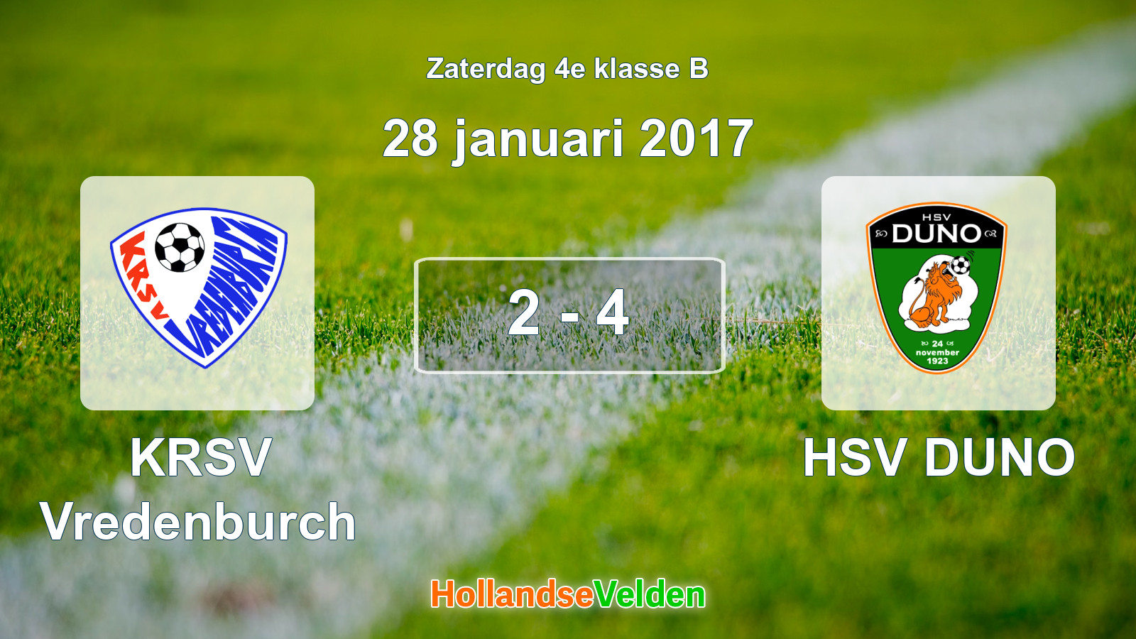 Gespeelde wedstrijd: KRSV Vredenburch - HSV DUNO 2 - 4 (28 januari 2017)