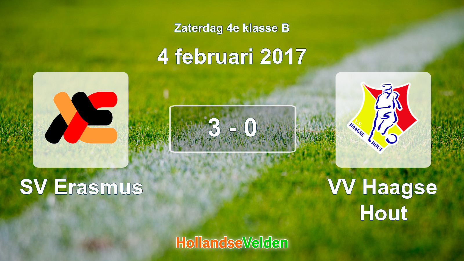 Gespeelde wedstrijd: SV Erasmus - VV Haagse Hout 3 - 0 (4 februari 2017)