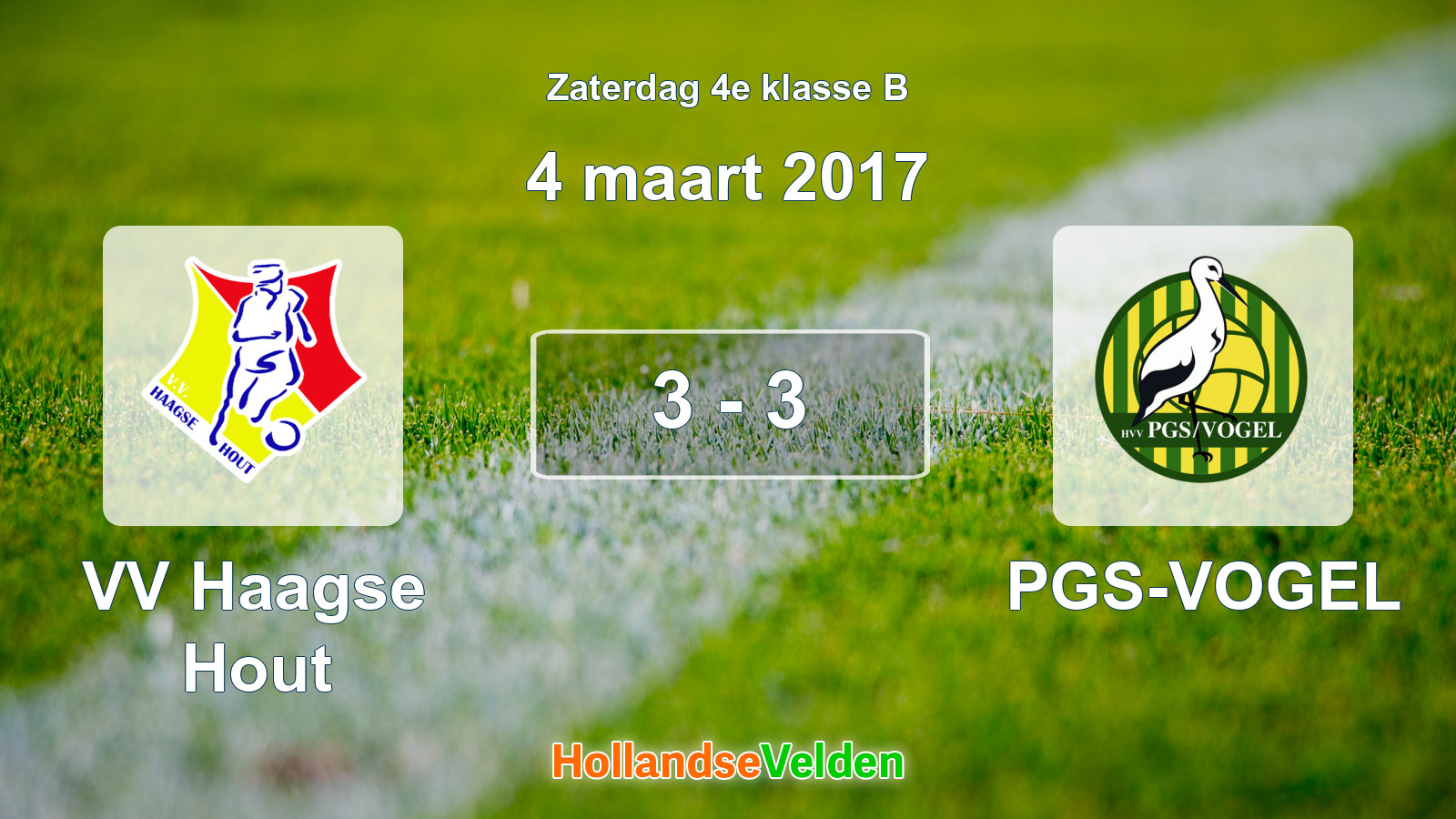 Gespeelde wedstrijd: VV Haagse Hout - PGS-VOGEL 3 - 3 (4 maart 2017)