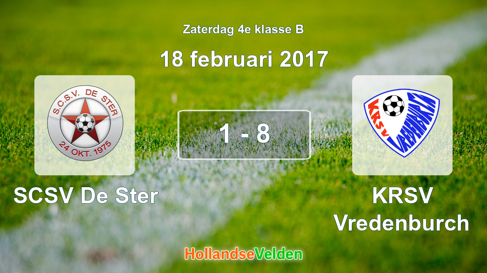Gespeelde wedstrijd: SCSV De Ster - KRSV Vredenburch 1 - 8 (18 februari 2017)