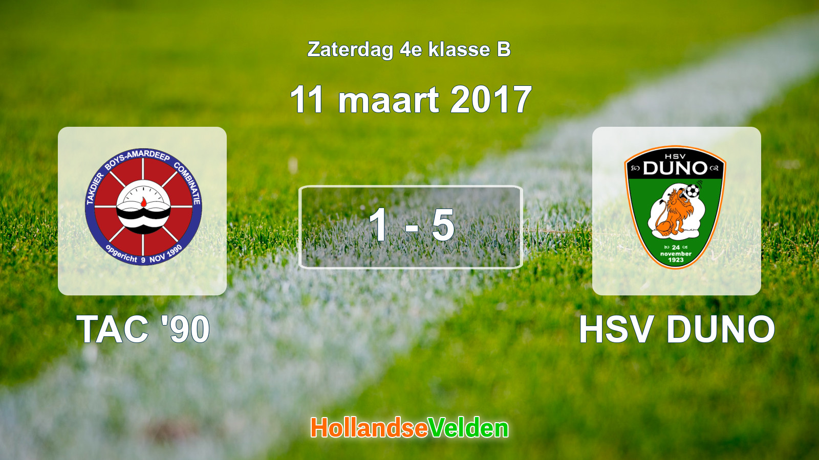 Gespeelde wedstrijd: TAC '90 - HSV DUNO 1 - 5 (11 maart 2017)