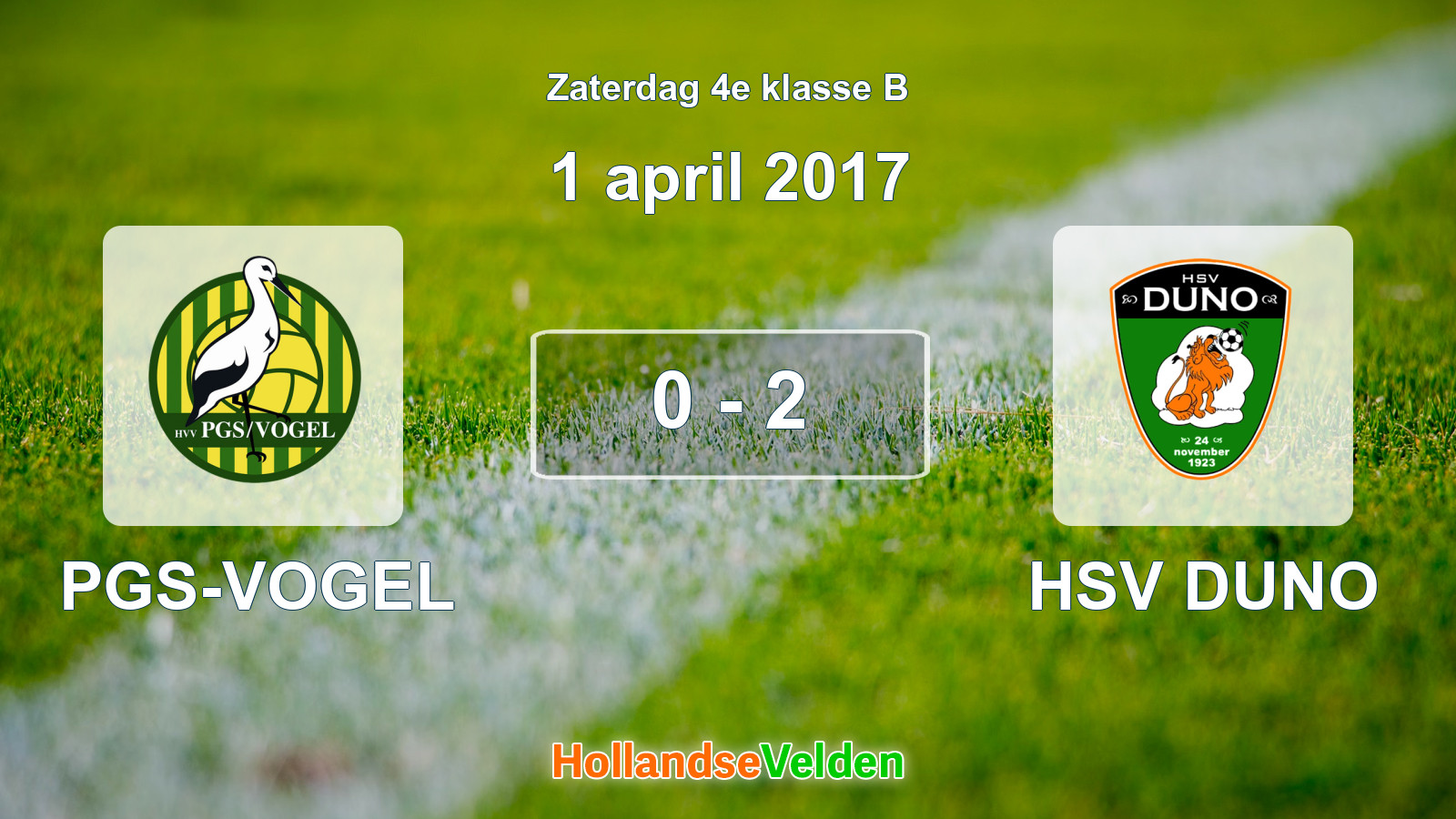 Gespeelde wedstrijd: PGS-VOGEL - HSV DUNO 0 - 2 (1 april 2017)