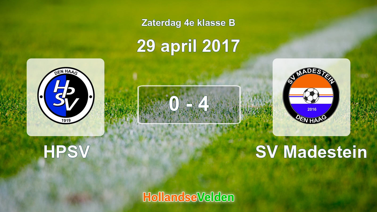 Gespeelde wedstrijd: HPSV - SV Madestein 0 - 4 (29 april 2017)