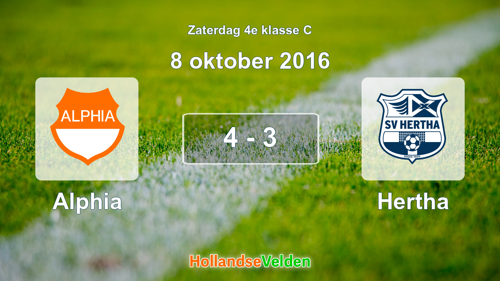 Gespeelde wedstrijd: Alphia - Hertha 4 - 3 (8 oktober 2016)