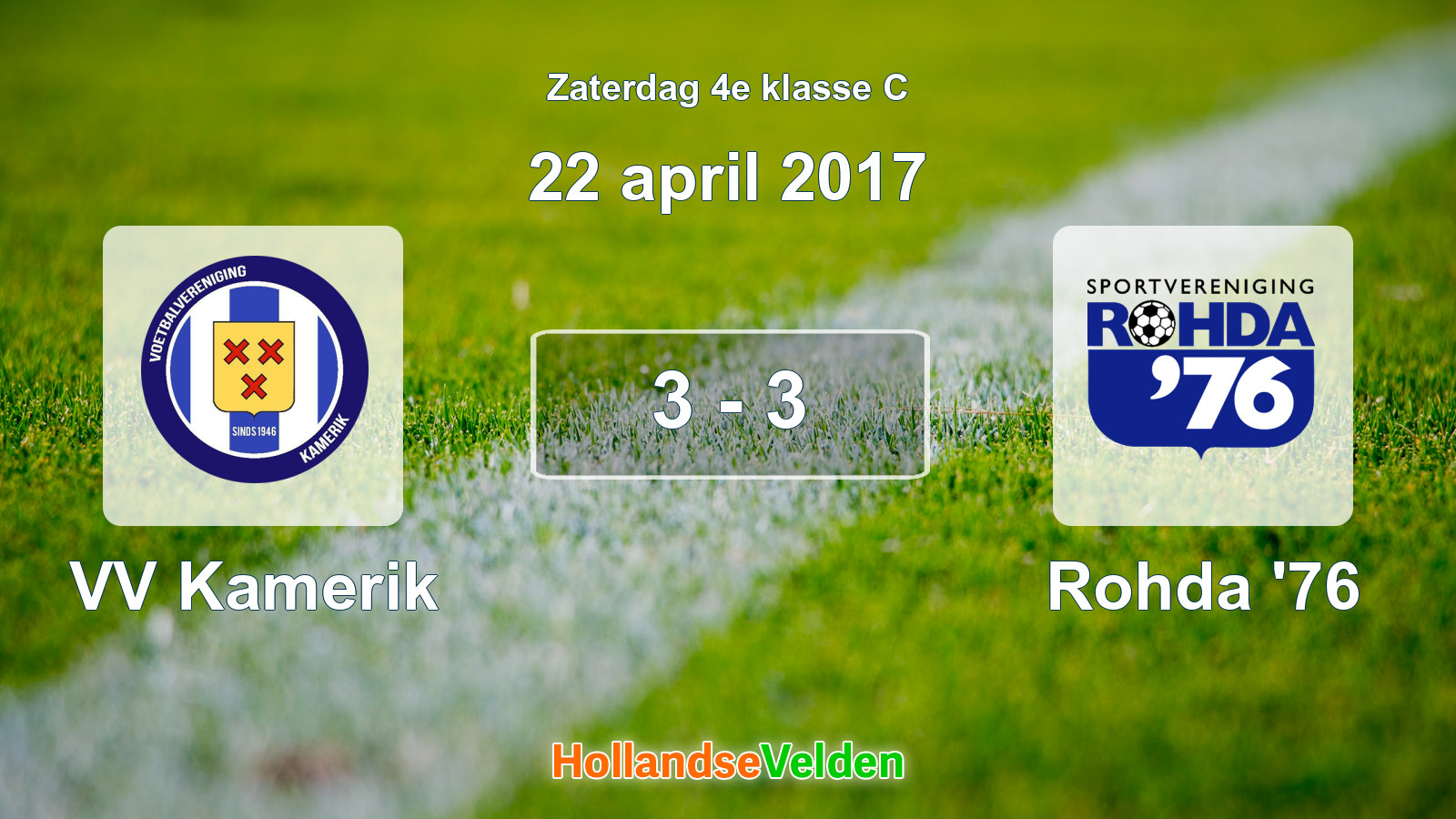 Gespeelde wedstrijd: VV Kamerik - Rohda '76 3 - 3 (22 april 2017)
