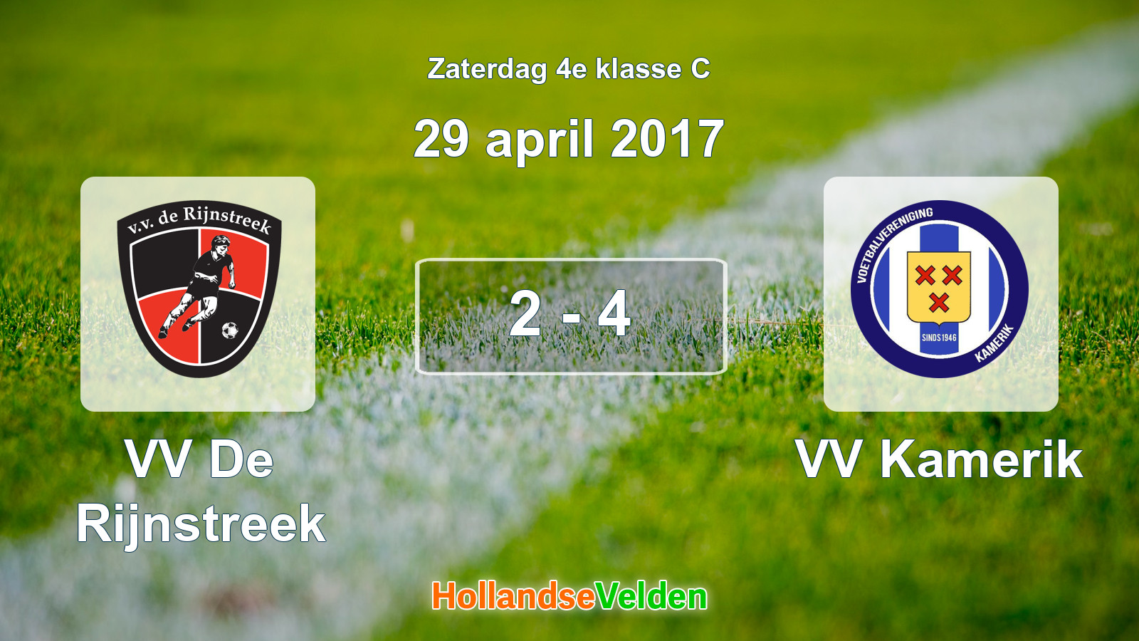 Gespeelde wedstrijd: VV De Rijnstreek - VV Kamerik 2 - 4 (29 april 2017)