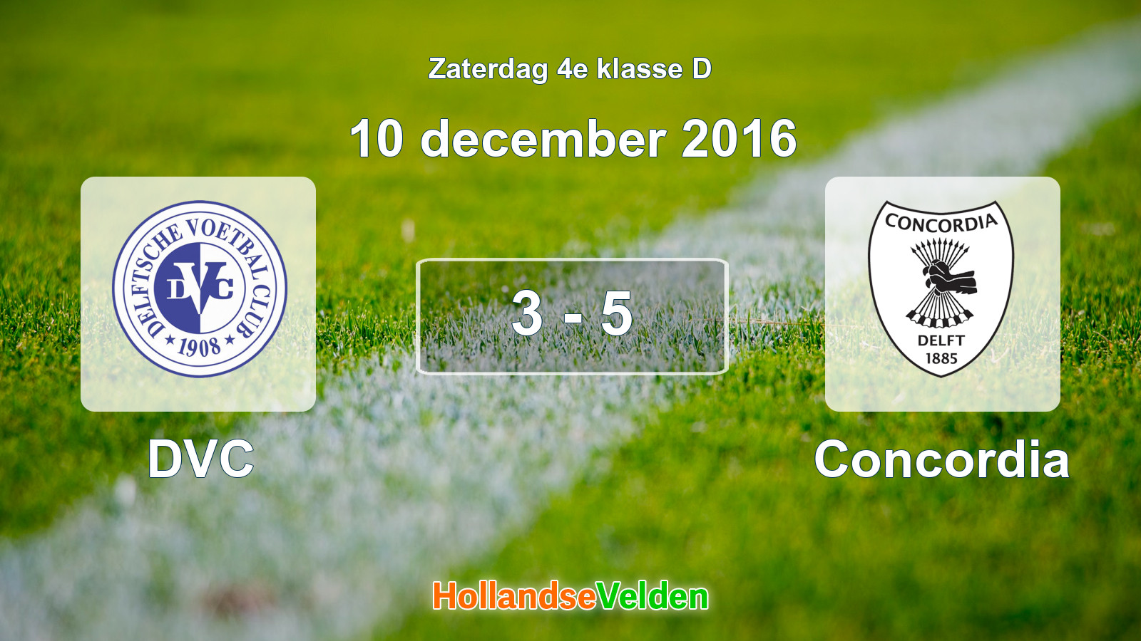 Gespeelde wedstrijd: DVC - Concordia 3 - 5 (10 december 2016)