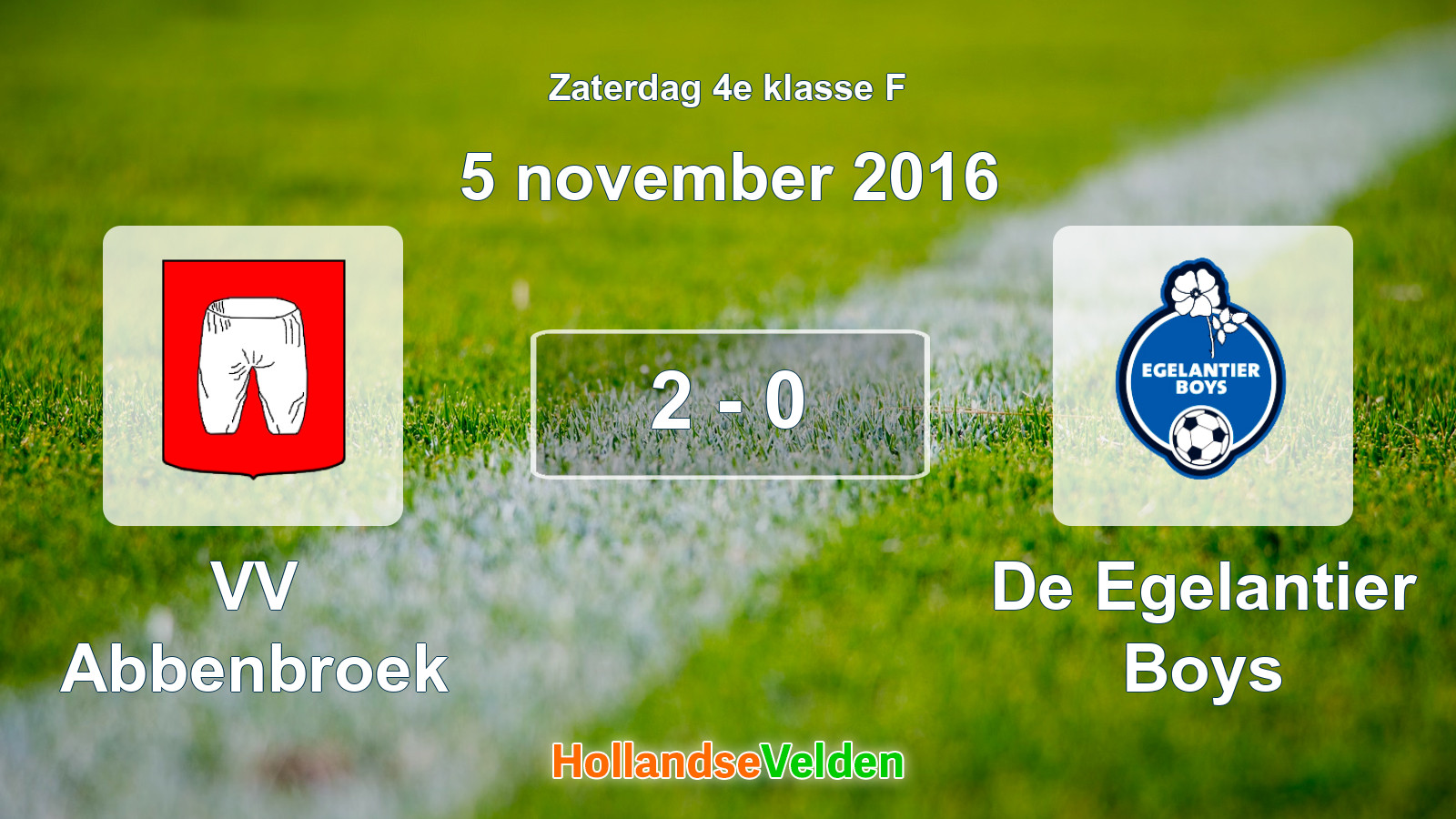 Gespeelde wedstrijd: VV Abbenbroek - De Egelantier Boys 2 - 0 (5 november 2016)