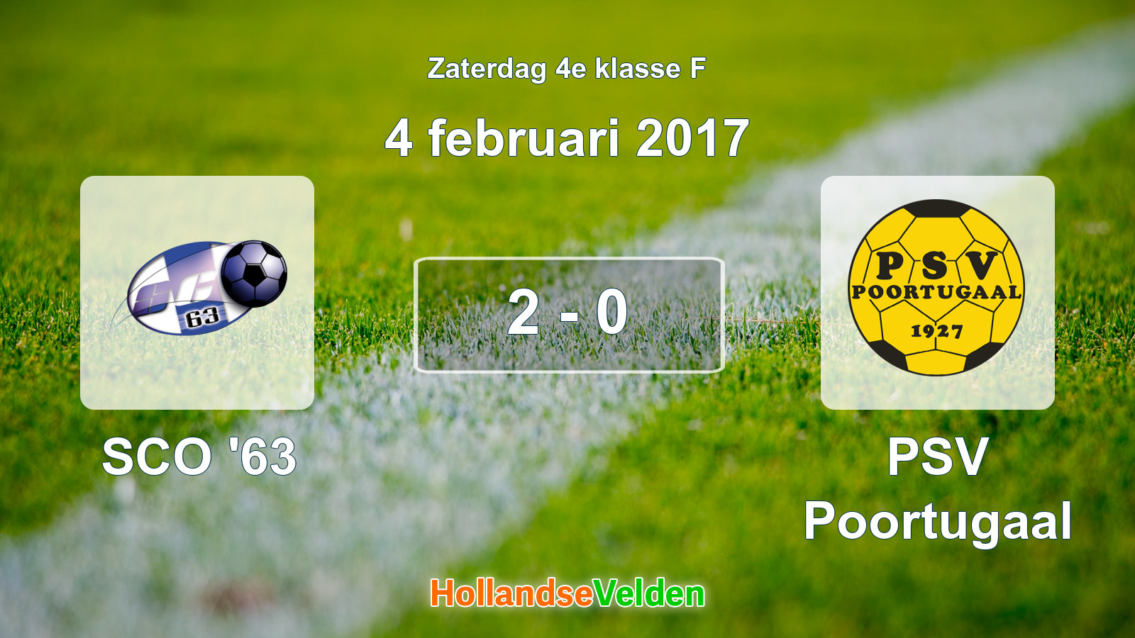 Gespeelde wedstrijd: SCO '63 - PSV Poortugaal 2 - 0 (4 februari 2017)