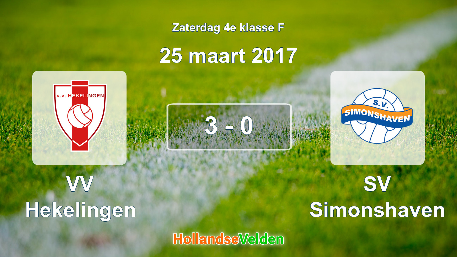 Gespeelde wedstrijd: VV Hekelingen - SV Simonshaven 3 - 0 (25 maart 2017)