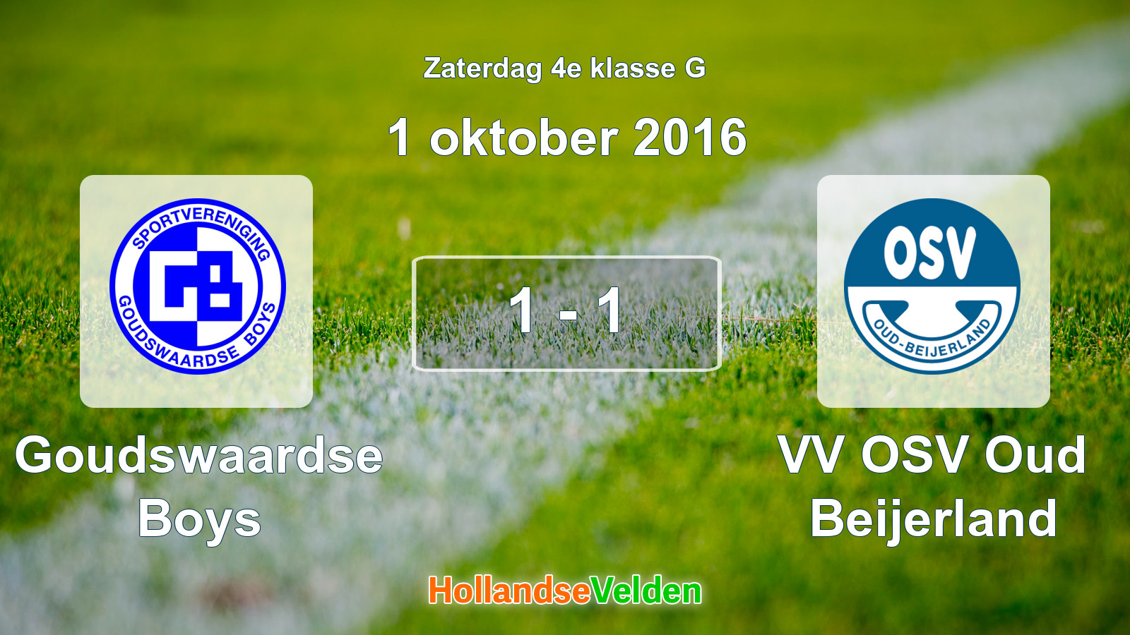 Gespeelde wedstrijd: Goudswaardse Boys - VV OSV Oud Beijerland 1 - 1 (1 oktober 2016)