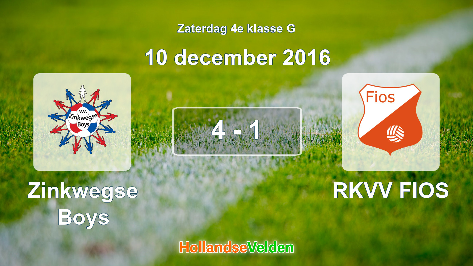 Gespeelde wedstrijd: Zinkwegse Boys - RKVV FIOS 4 - 1 (10 december 2016)