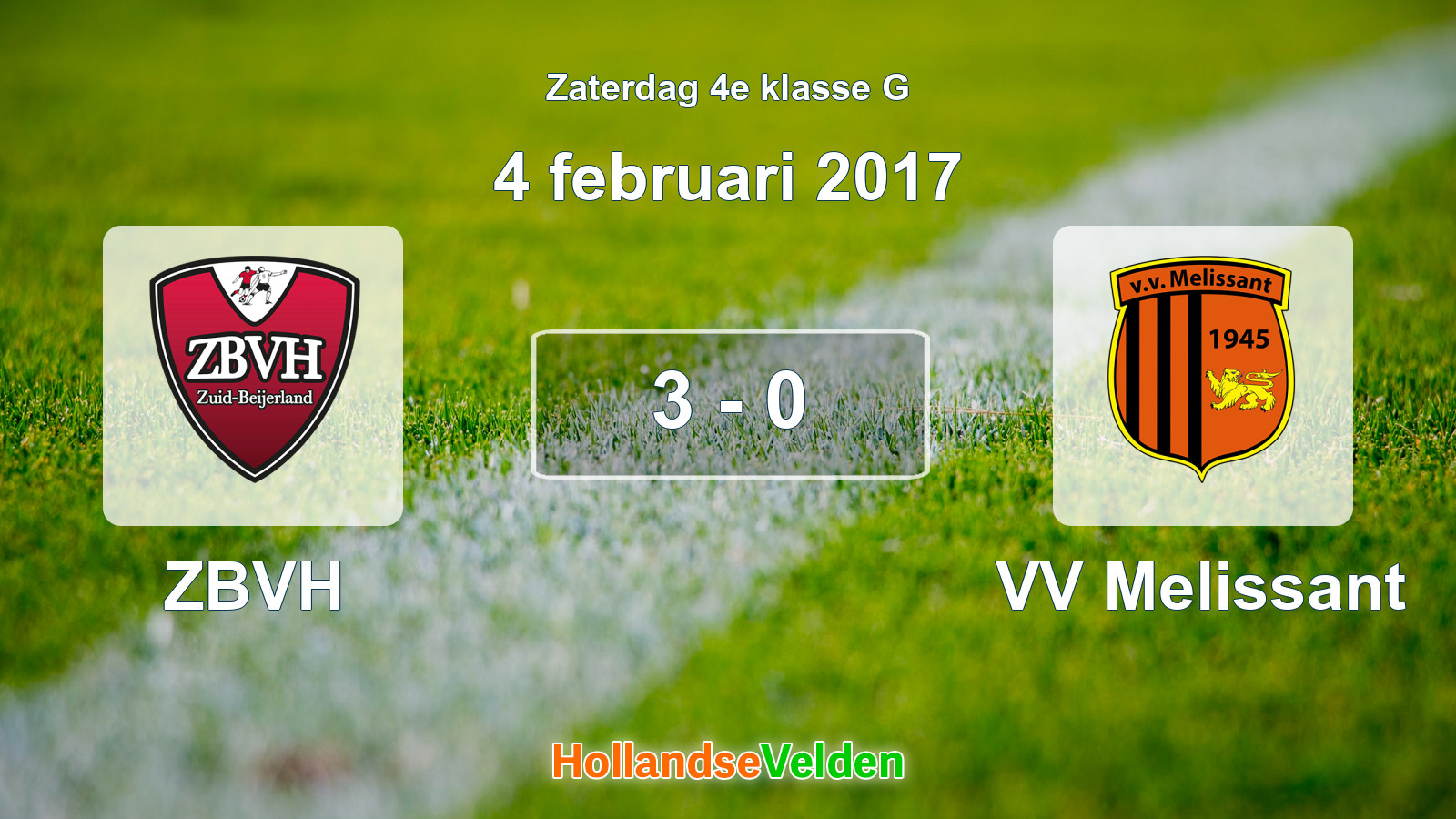 Gespeelde wedstrijd: ZBVH - VV Melissant 3 - 0 (4 februari 2017)
