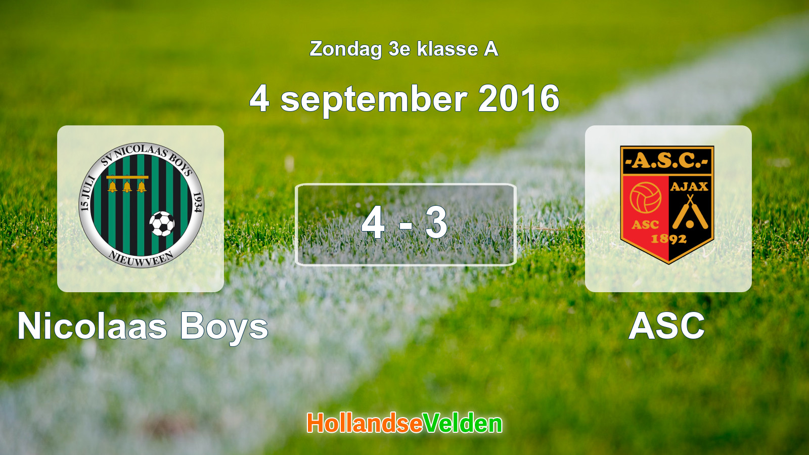 Gespeelde wedstrijd: Nicolaas Boys - ASC 4 - 3 (4 september 2016)