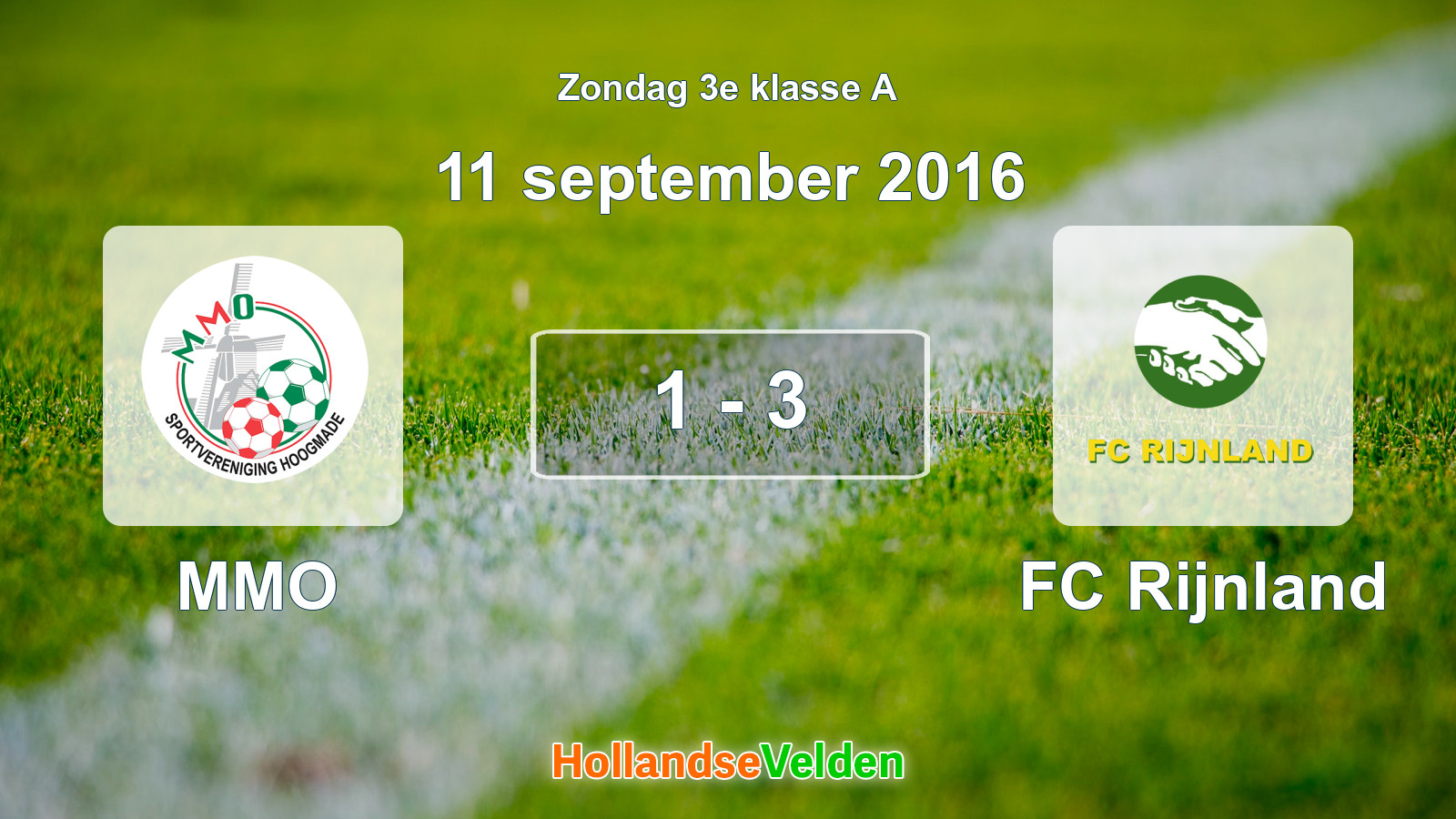 Gespeelde wedstrijd: MMO - FC Rijnland 1 - 3 (11 september 2016)