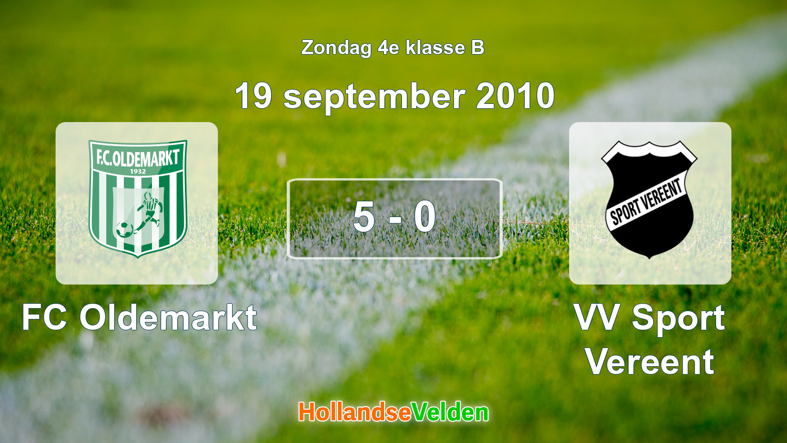 Gespeelde wedstrijd: FC Oldemarkt - VV Sport Vereent 5 - 0 (19 september 2010)