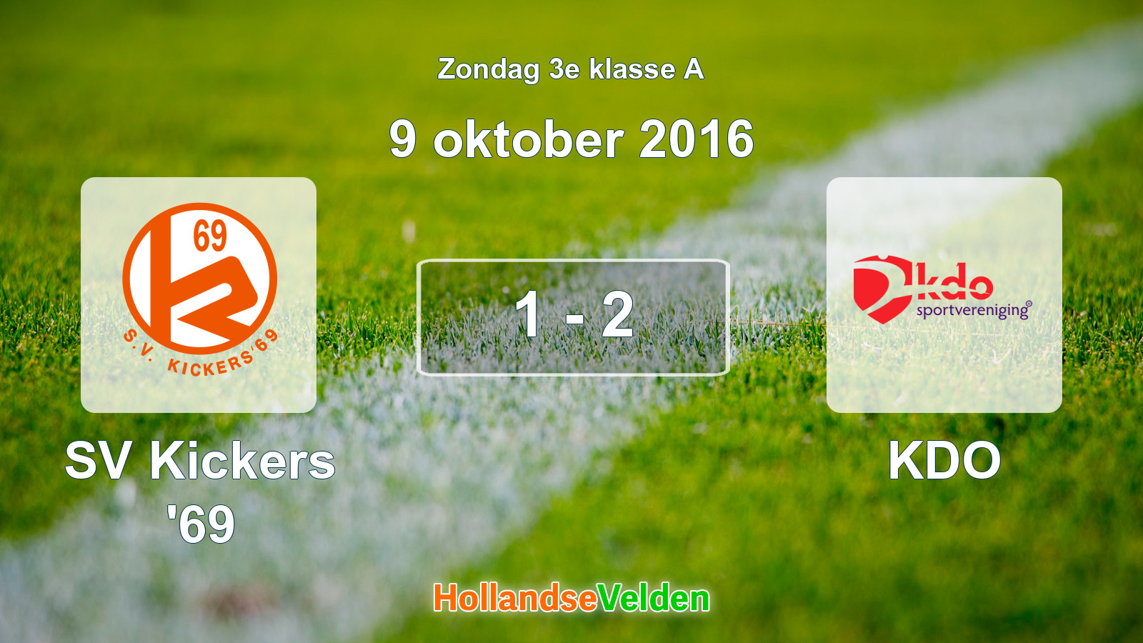 Gespeelde wedstrijd: SV Kickers '69 - KDO 1 - 2 (9 oktober 2016)