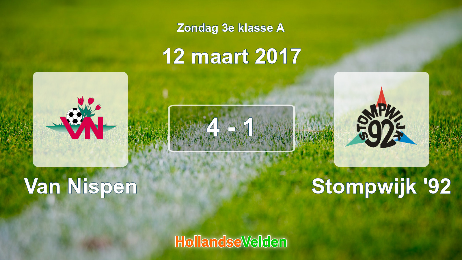 Gespeelde wedstrijd: Van Nispen - Stompwijk '92 4 - 1 (12 maart 2017)