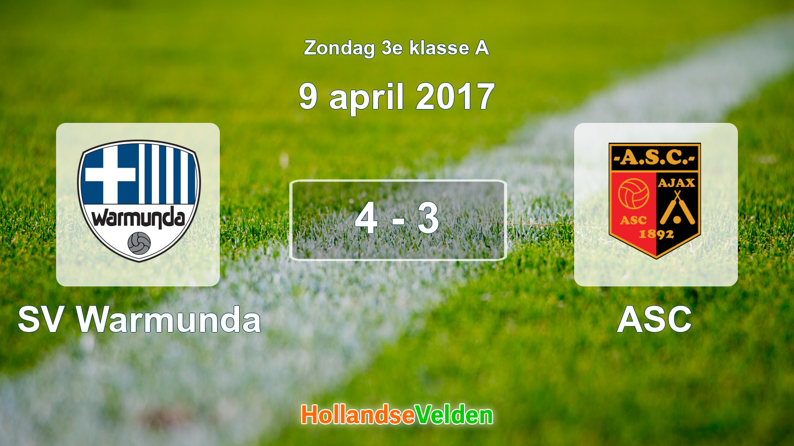 Gespeelde wedstrijd: SV Warmunda - ASC 4 - 3 (9 april 2017)