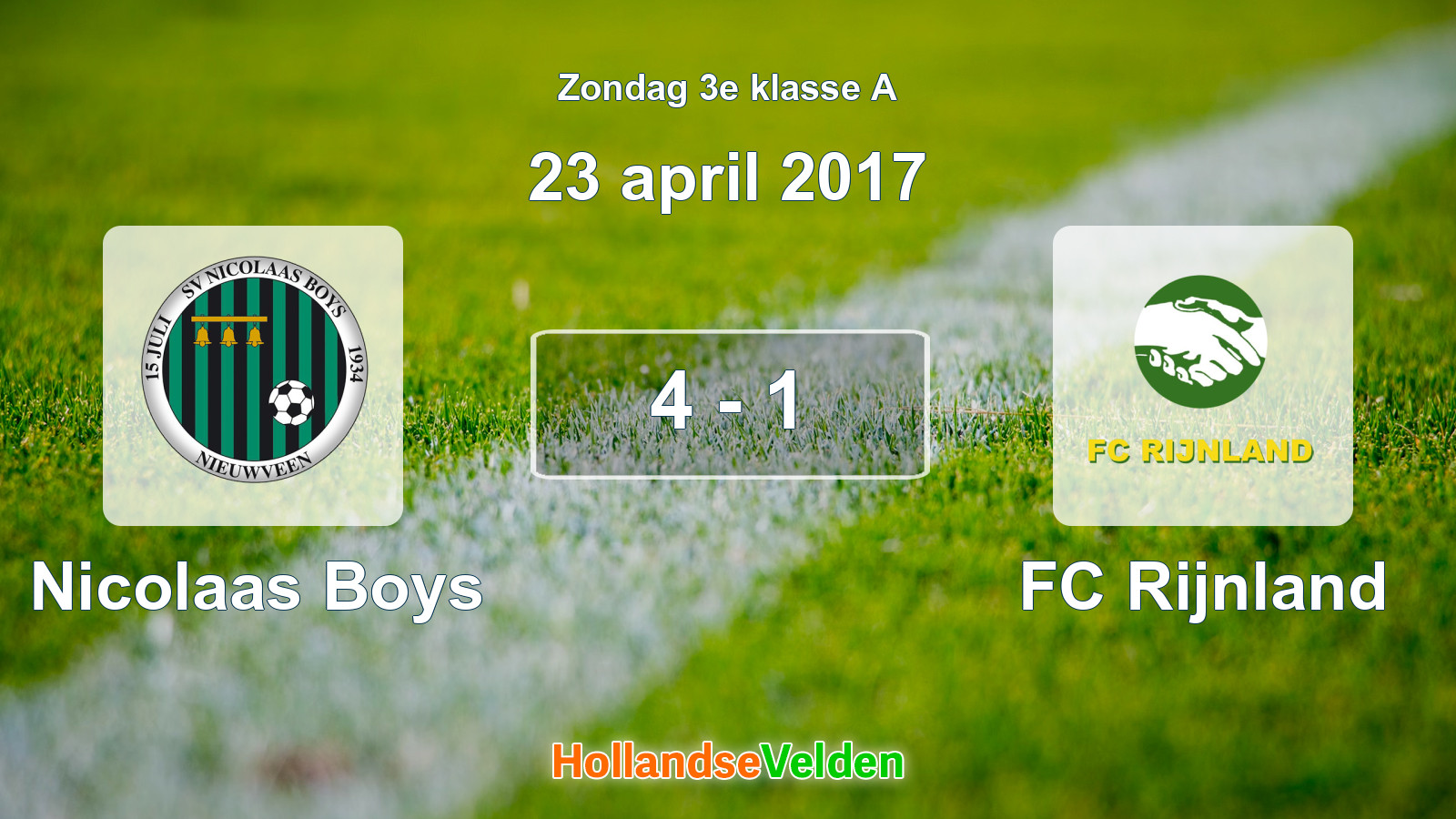 Gespeelde wedstrijd: Nicolaas Boys - FC Rijnland 4 - 1 (23 april 2017)