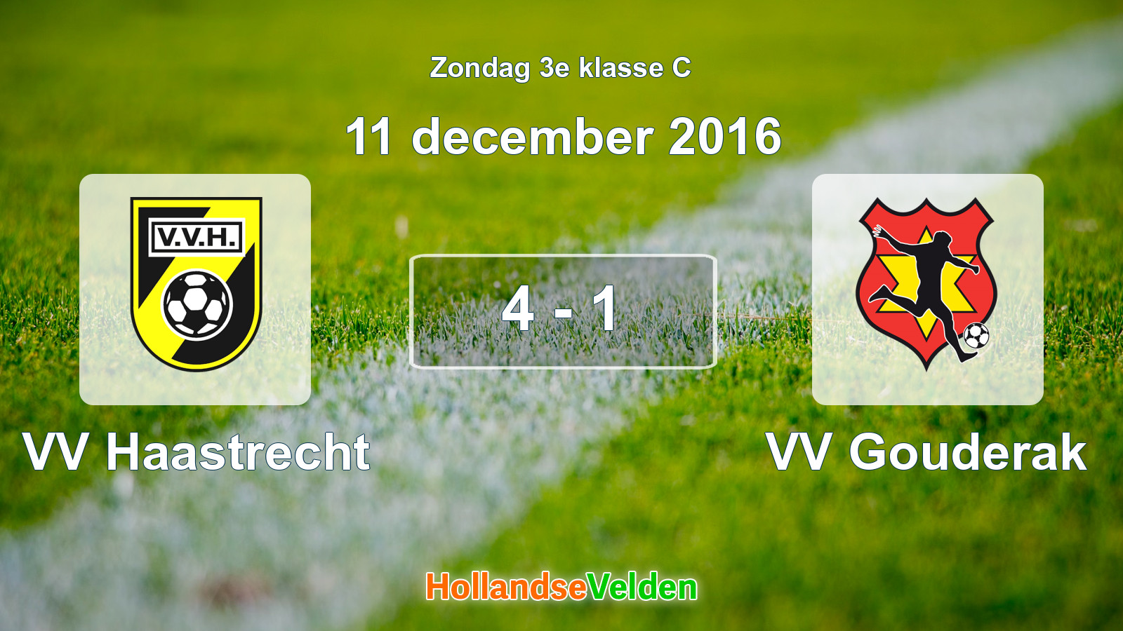 Gespeelde wedstrijd: VV Haastrecht - VV Gouderak 4 - 1 (11 december 2016)