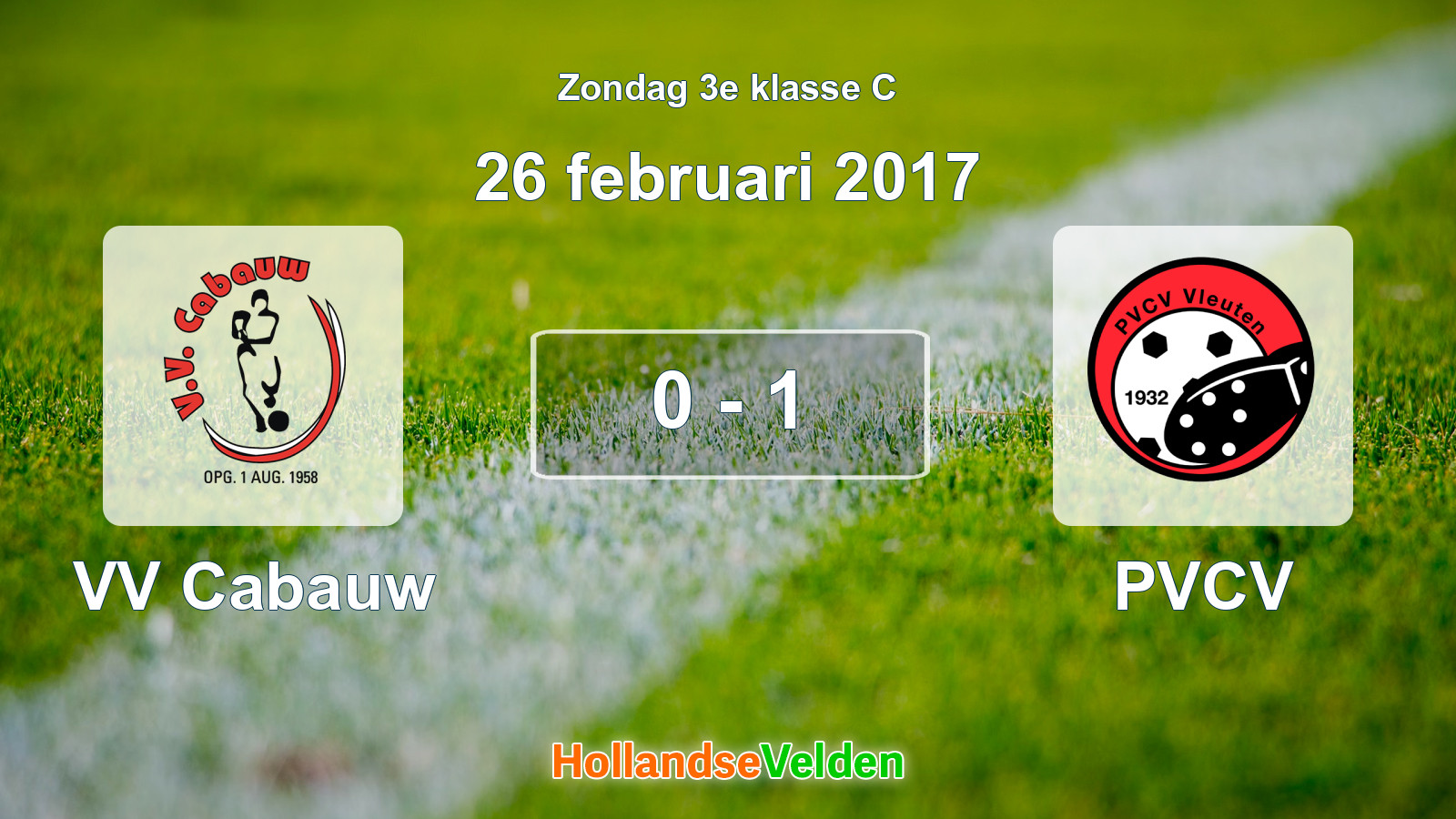 Gespeelde wedstrijd: VV Cabauw - PVCV 0 - 1 (26 februari 2017)