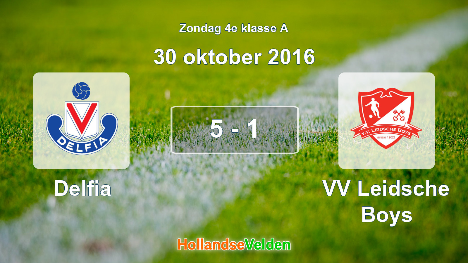 Gespeelde wedstrijd: Delfia - VV Leidsche Boys 5 - 1 (30 oktober 2016)
