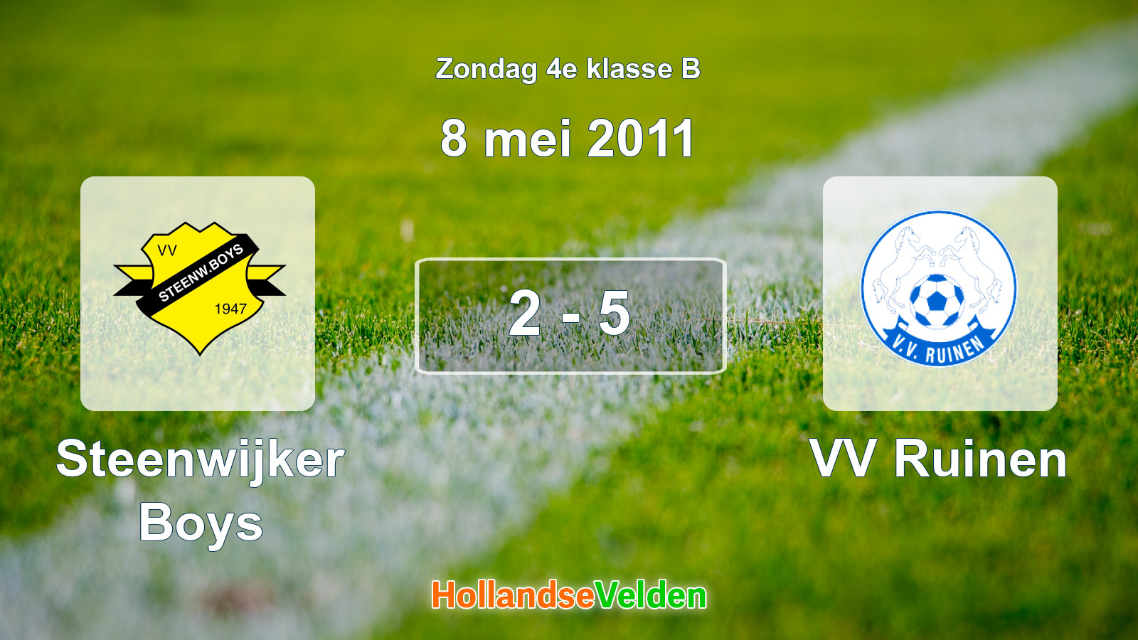 Gespeelde wedstrijd: Steenwijker Boys - VV Ruinen 2 - 5 (8 mei 2011)