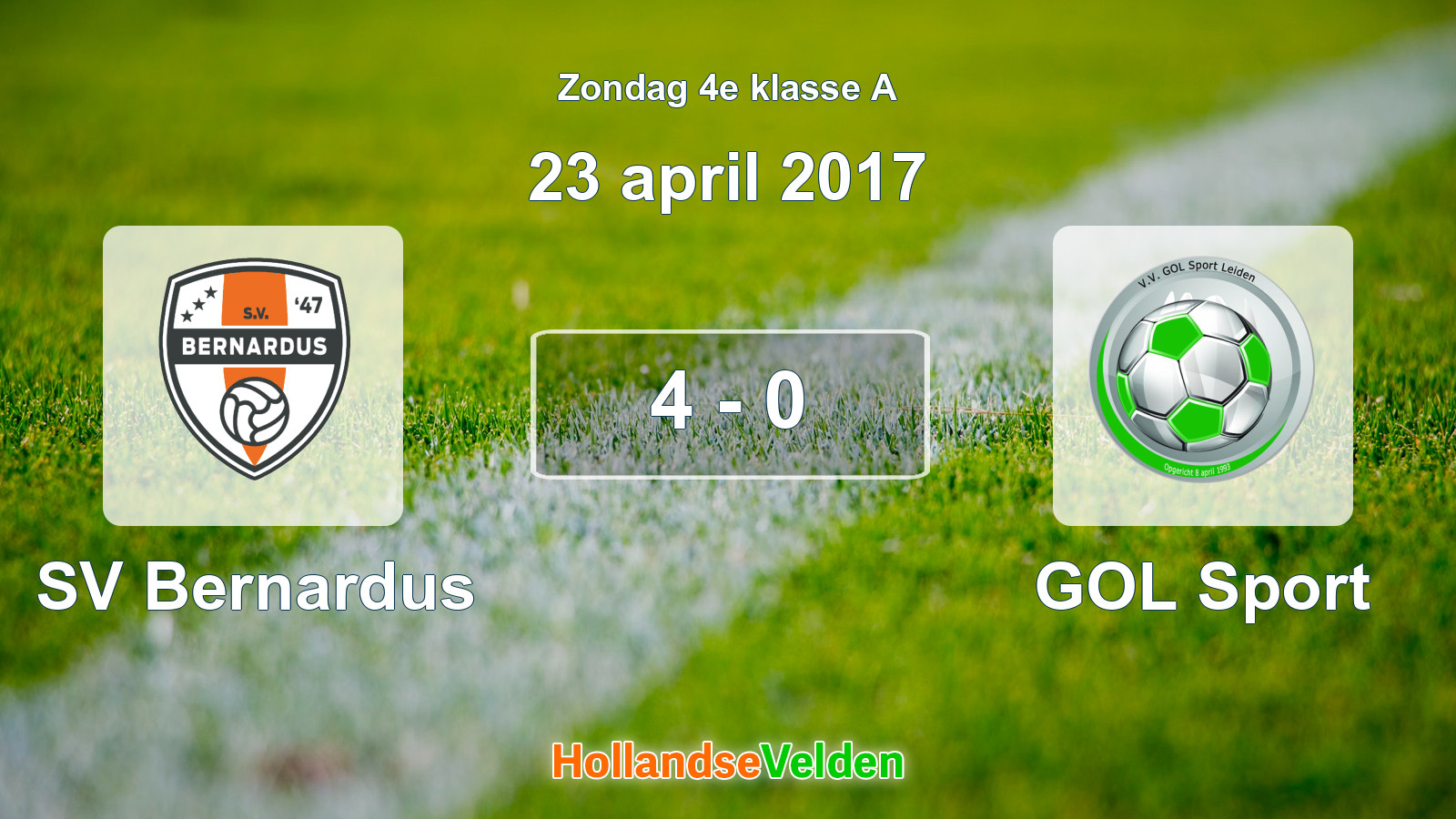 Gespeelde wedstrijd: SV Bernardus - GOL Sport 4 - 0 (23 april 2017)