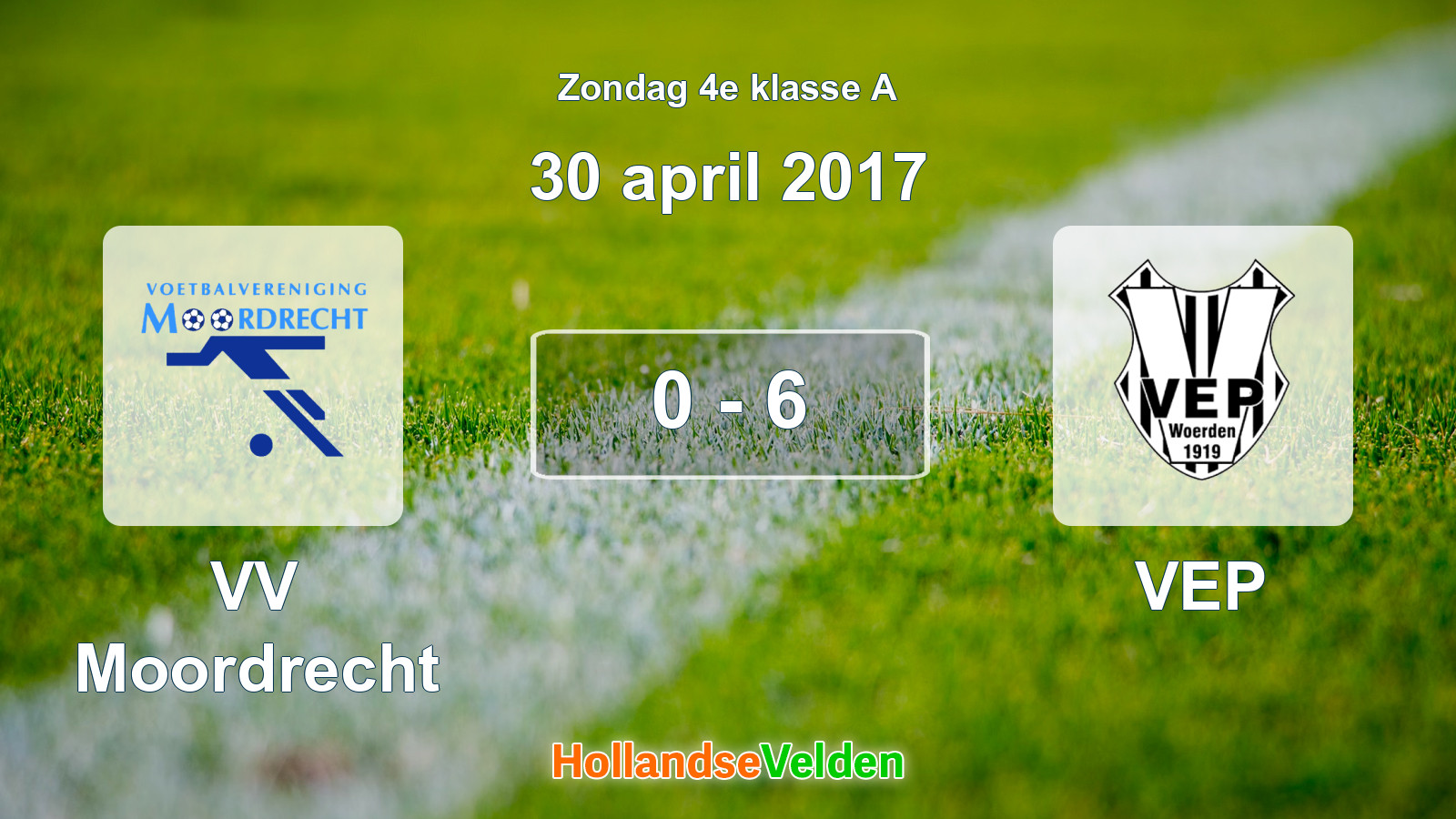 Gespeelde wedstrijd: VV Moordrecht - VEP 0 - 6 (30 april 2017)