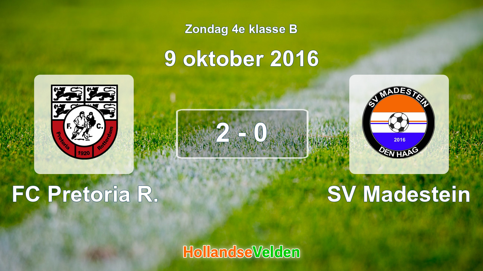 Gespeelde wedstrijd: FC Pretoria R. - SV Madestein 2 - 0 (9 oktober 2016)