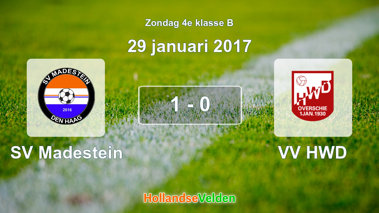 Gespeelde wedstrijd: SV Madestein - VV HWD 1 - 0 (29 januari 2017)
