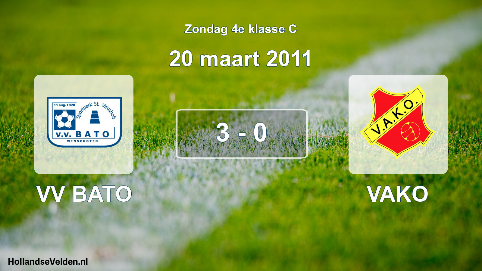 Gespeelde wedstrijd: VV BATO - VAKO 3 - 0 (20 maart 2011)