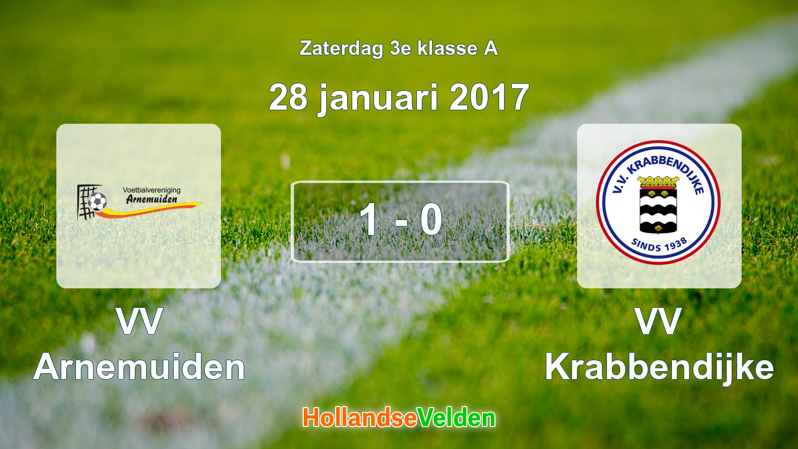 Gespeelde wedstrijd: VV Arnemuiden - VV Krabbendijke 1 - 0 (28 januari 2017)