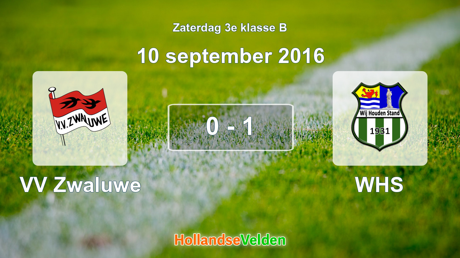 Gespeelde wedstrijd: VV Zwaluwe - WHS 0 - 1 (10 september 2016)