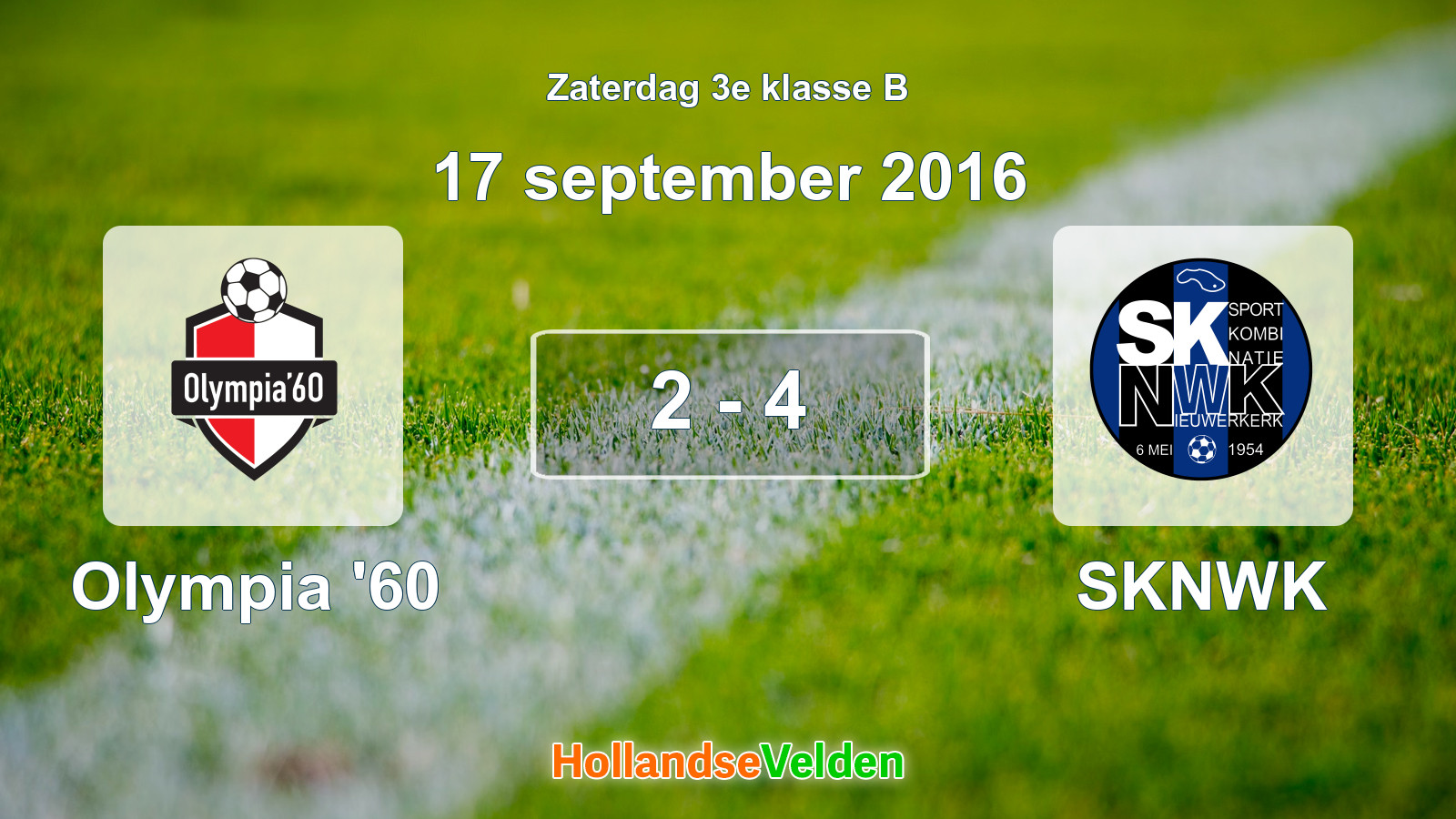 Gespeelde wedstrijd: Olympia '60 - SKNWK 2 - 4 (17 september 2016)