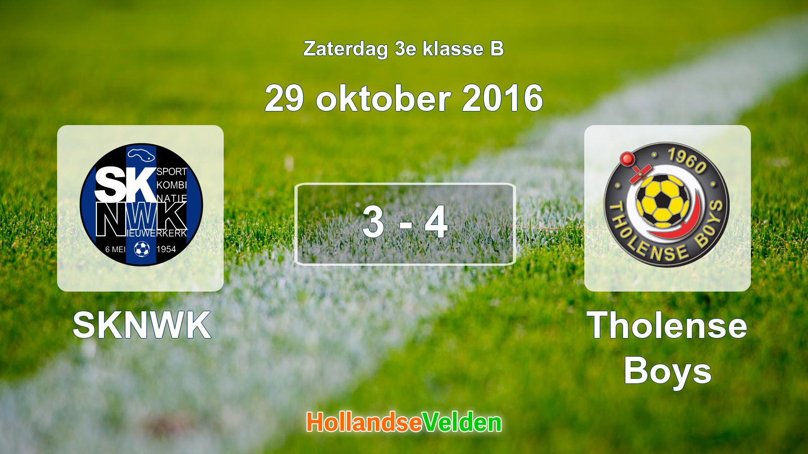 Gespeelde wedstrijd: SKNWK - Tholense Boys 3 - 4 (29 oktober 2016)