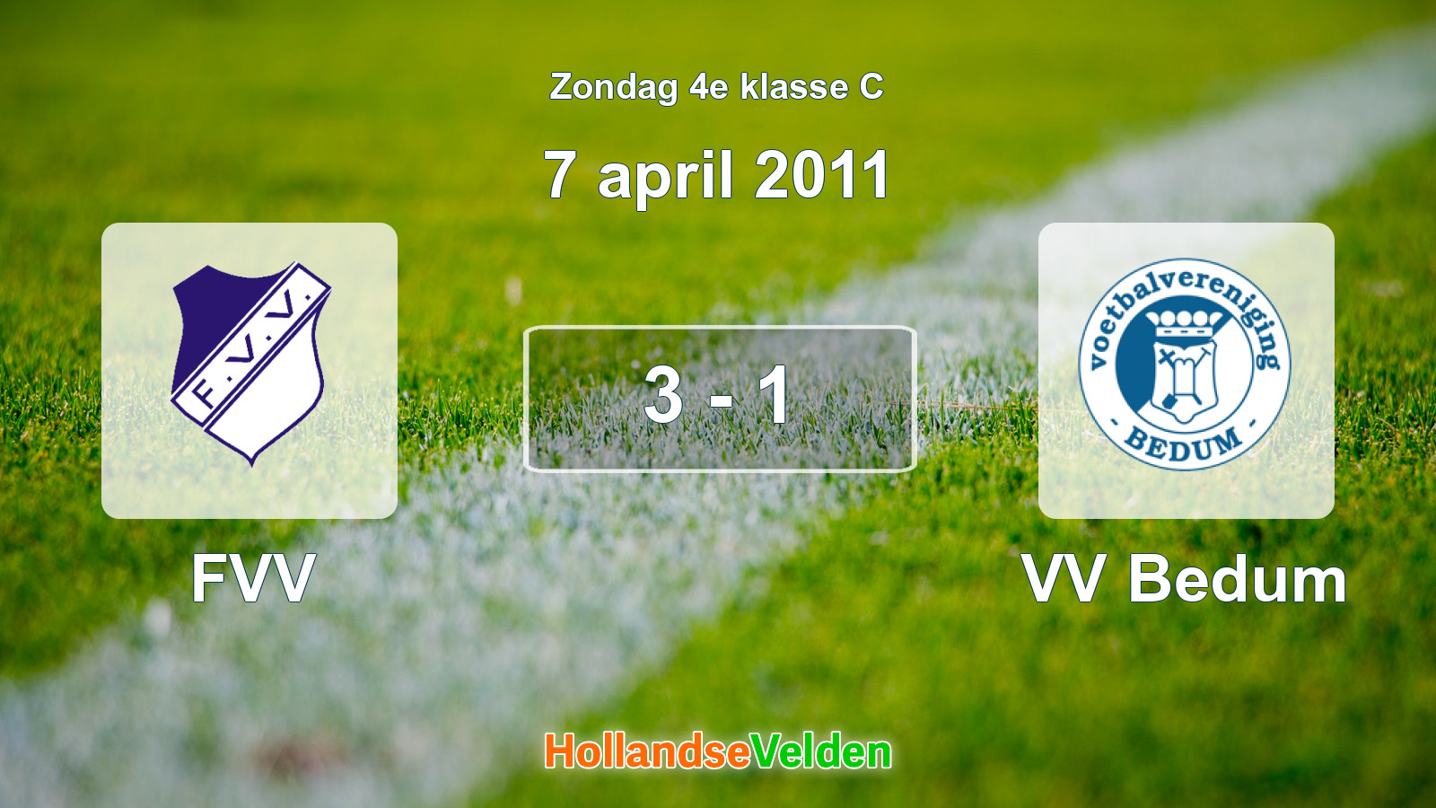 Gespeelde wedstrijd: FVV - VV Bedum 3 - 1 (7 april 2011)