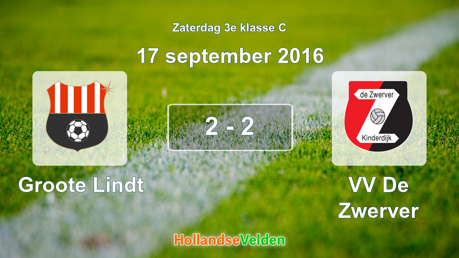Gespeelde wedstrijd: Groote Lindt - VV De Zwerver 2 - 2 (17 september 2016)
