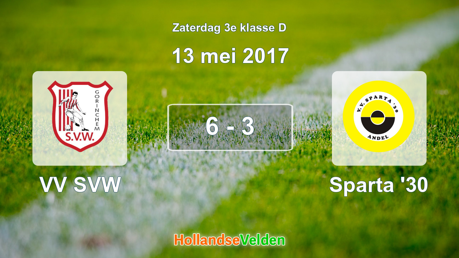 Gespeelde wedstrijd: VV SVW - Sparta '30 6 - 3 (13 mei 2017)