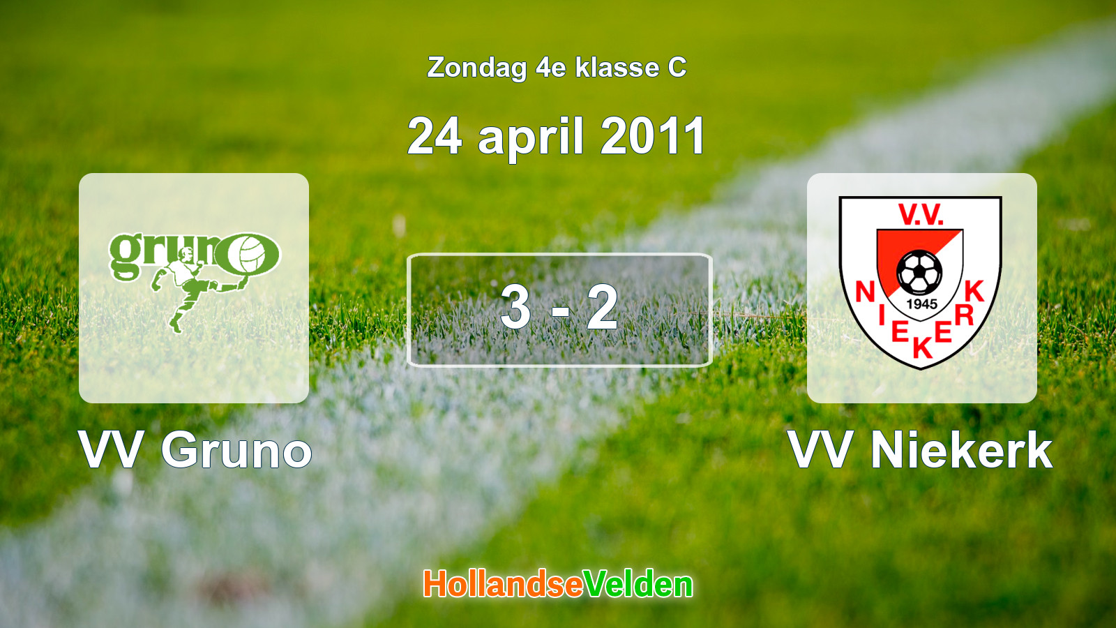Gespeelde wedstrijd: VV Gruno - VV Niekerk 3 - 2 (24 april 2011)