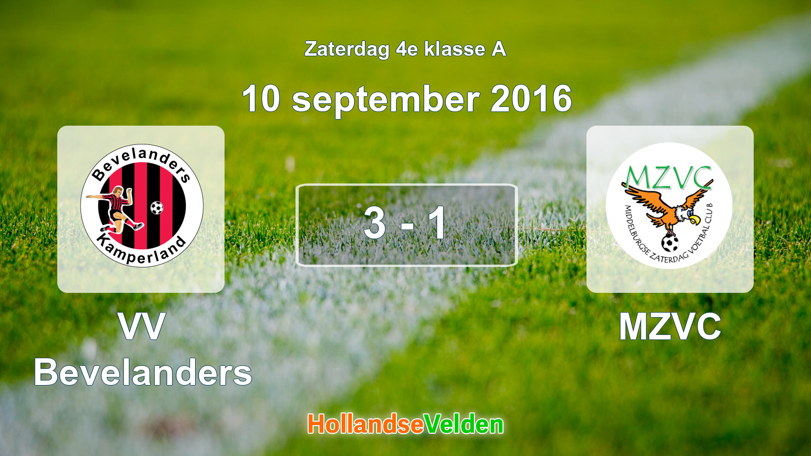 Gespeelde wedstrijd: VV Bevelanders - MZVC 3 - 1 (10 september 2016)