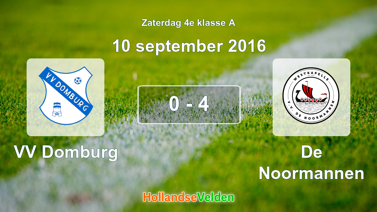 Gespeelde wedstrijd: VV Domburg - De Noormannen 0 - 4 (10 september 2016)