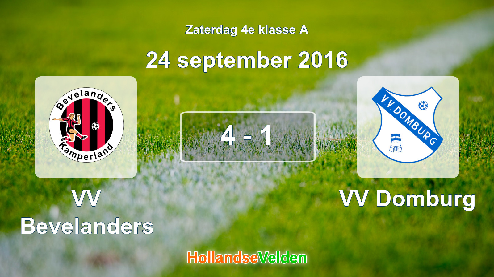 Gespeelde wedstrijd: VV Bevelanders - VV Domburg 4 - 1 (24 september 2016)