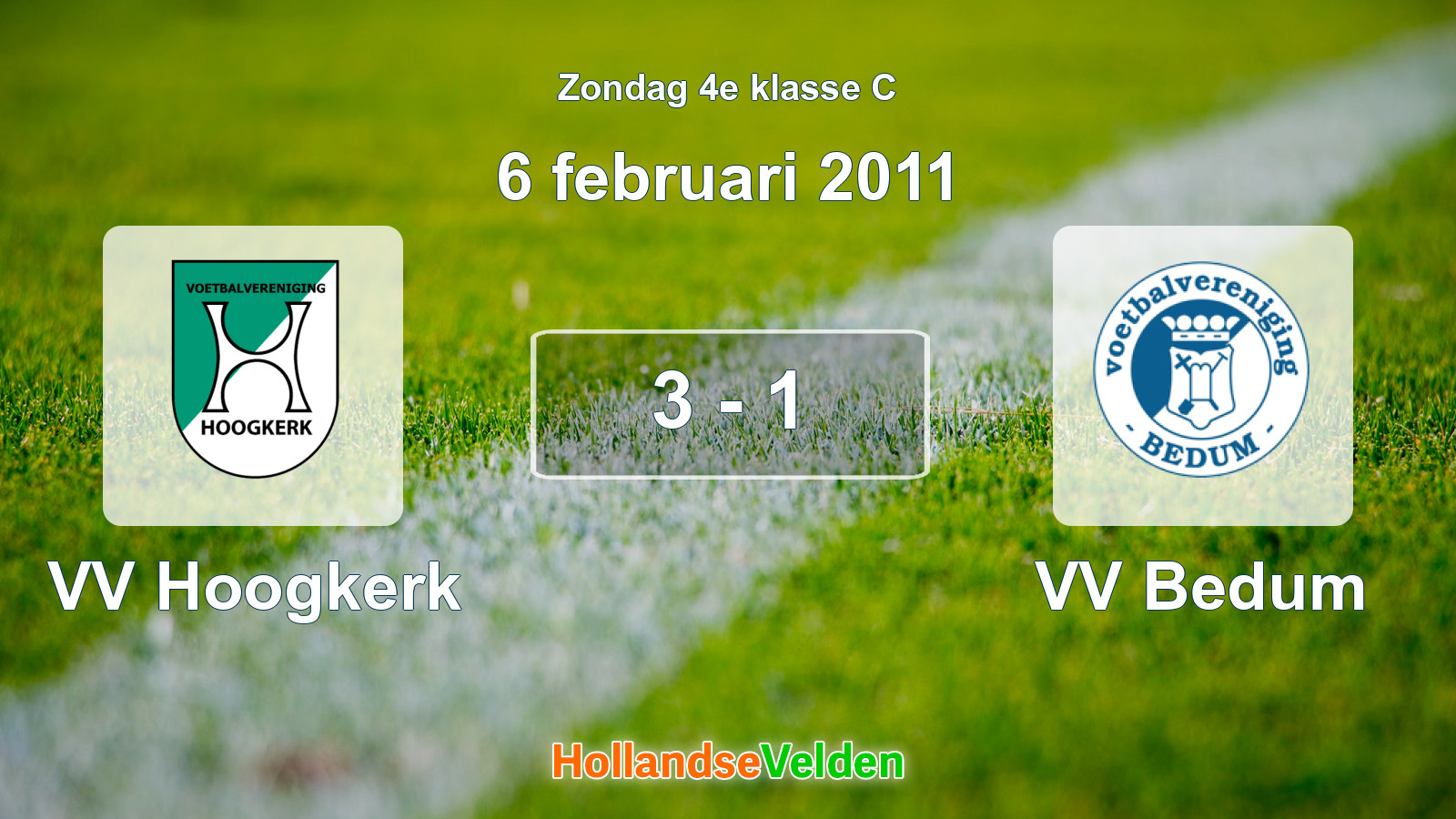 Gespeelde wedstrijd: VV Hoogkerk - VV Bedum 3 - 1 (6 februari 2011)