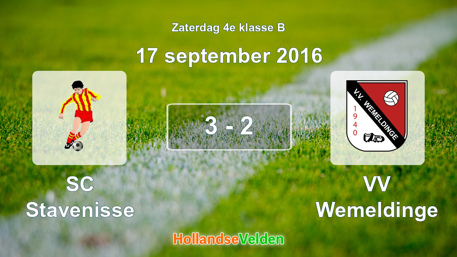 Gespeelde wedstrijd: SC Stavenisse - VV Wemeldinge 3 - 2 (17 september 2016)